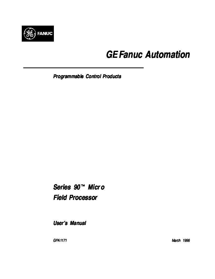 First Page Image of IC693UAA003 General Electric GFK-1171 Fanuc Automation Manual.pdf